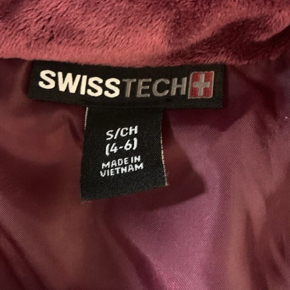 Swiss Tech Women’s Maroon Thigh Length Puffer Winter Coat Small 4-6 Zip Pockets - Picture 9 of 13